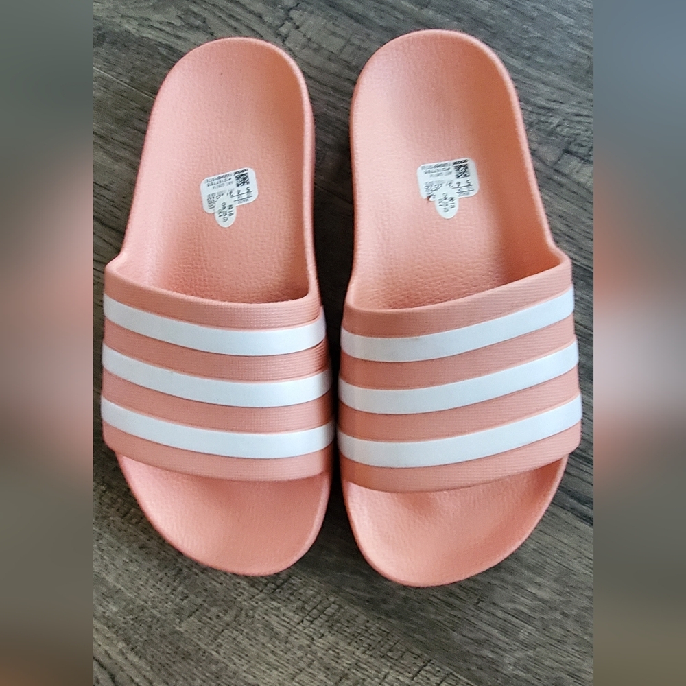 Adidas pink slides womens 5